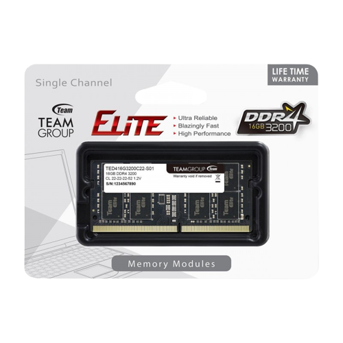 MEMORIA RAM, TEAM GROUP, 16GB DDR4 3200MHZ SODIMM