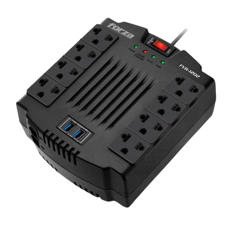 ESTABILIZADOR, FORZA, FVR-1202 1200VA/600W 8 PUERTOS 2 USB